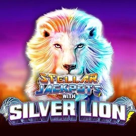 Stellar Jackpots with Silver Lion online game logo by Lightning Box Game on ultracasinoo.ca